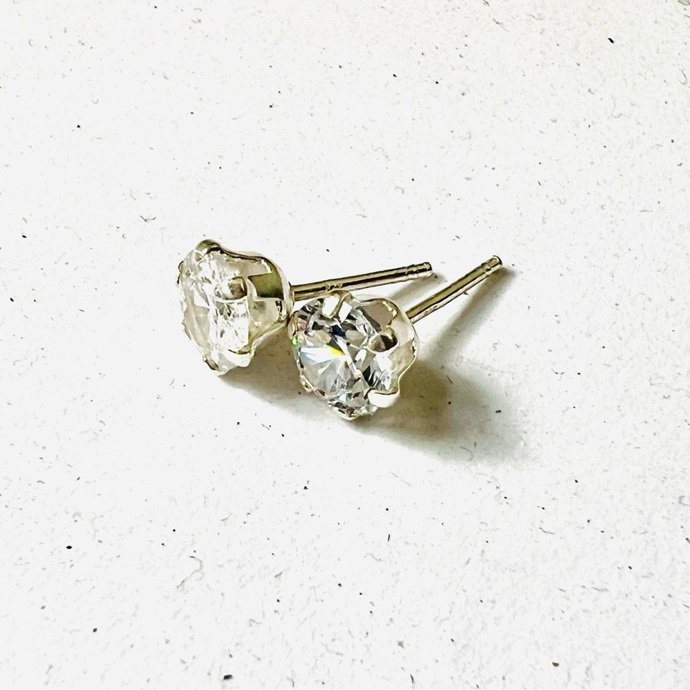 4.5mm Sterling Silver CZ earrings